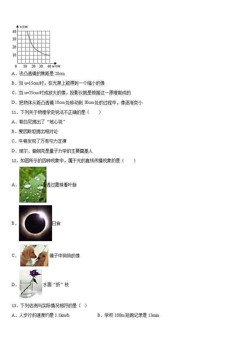 2023-2024学年江苏省常州市名校八上物理期末复习检测模拟试题含答案03