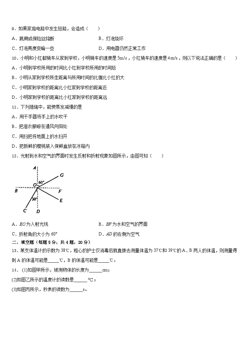 2023-2024学年江苏省南京鼓楼实验中学物理八年级第一学期期末学业质量监测试题含答案第3页
