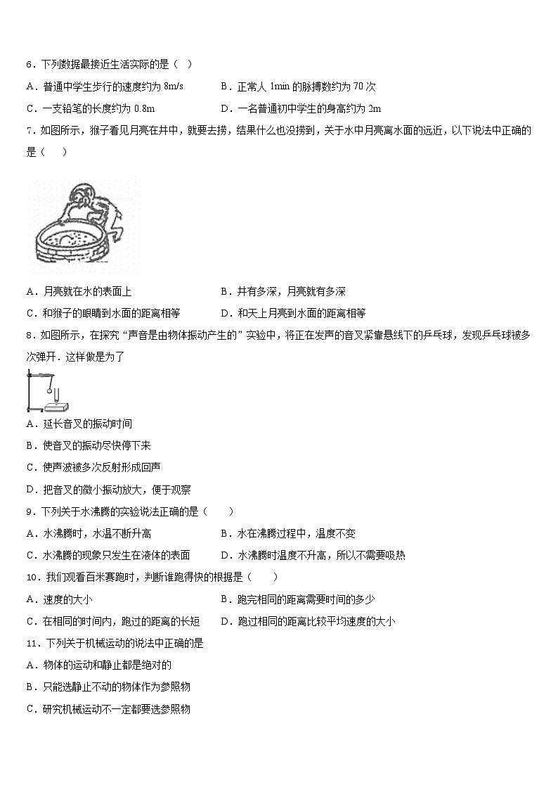 2023-2024学年江苏省南京溧水区物理八年级第一学期期末教学质量检测试题含答案第2页