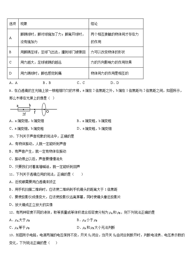 2023-2024学年江苏省南京市溧水区五校八年级物理第一学期期末综合测试模拟试题含答案03