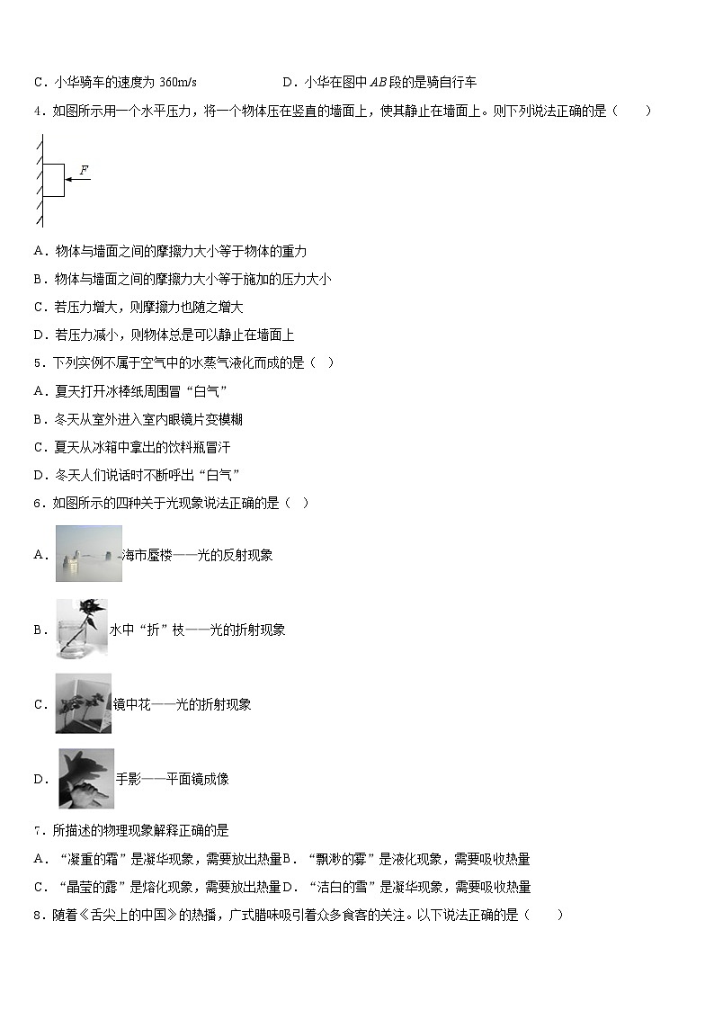 2023-2024学年江苏省南通市紫石中学八年级物理第一学期期末达标检测试题含答案02