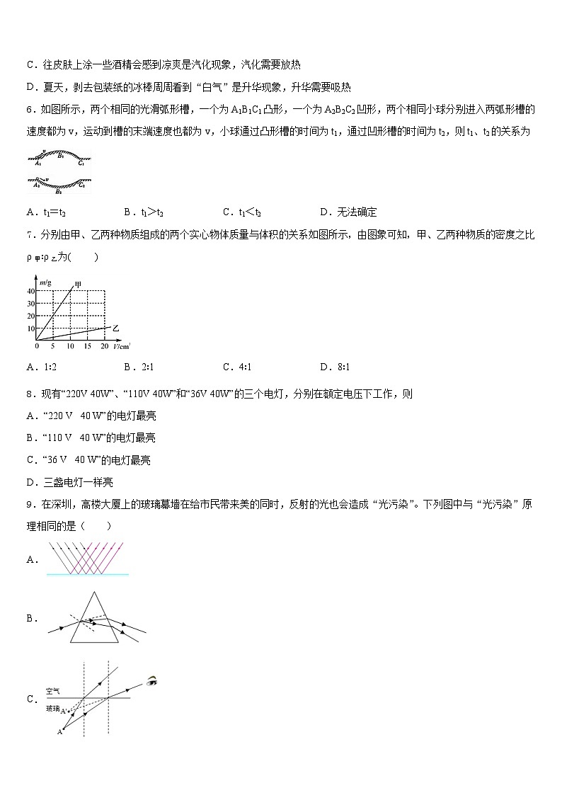 2023-2024学年江苏省宿迁市钟吾国际学校八上物理期末综合测试模拟试题含答案03