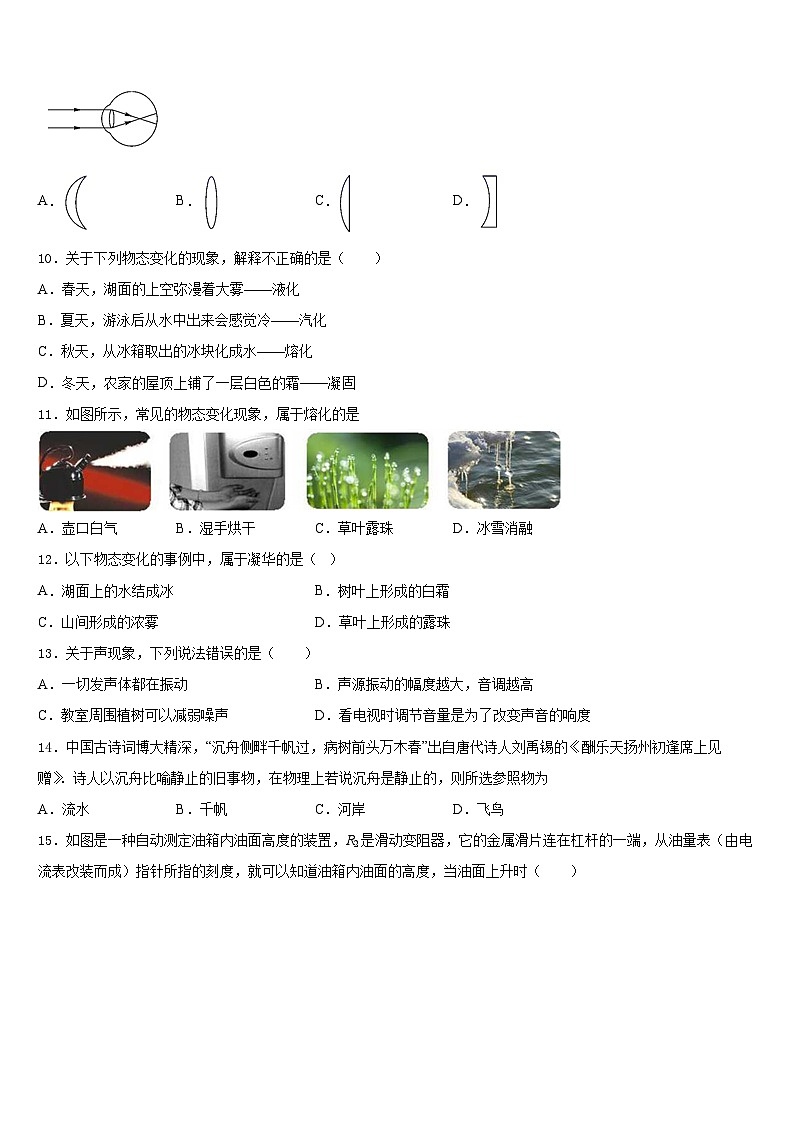2023-2024学年江苏省扬州市翠岗中学八上物理期末质量跟踪监视模拟试题含答案第3页