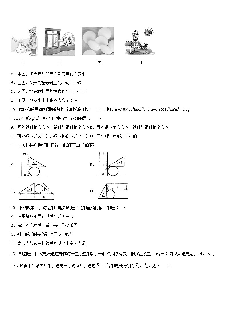 2023-2024学年江苏省扬州市江都区国际学校八年级物理第一学期期末学业质量监测模拟试题含答案第3页