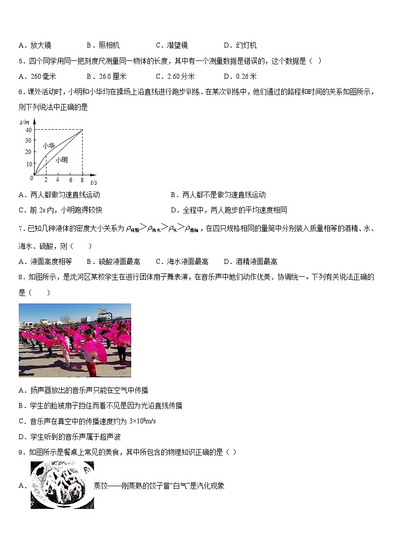 2023-2024学年江苏省扬州市广陵区物理八年级第一学期期末达标检测模拟试题含答案第2页