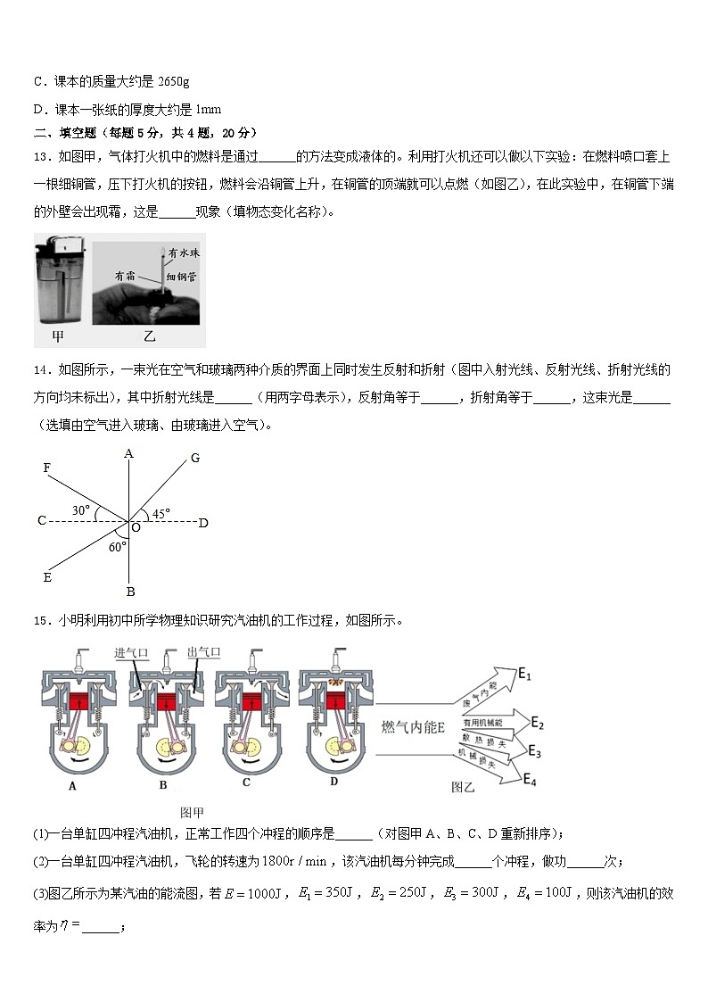 2023-2024学年江苏省泰州市部分地区八上物理期末检测模拟试题含答案03