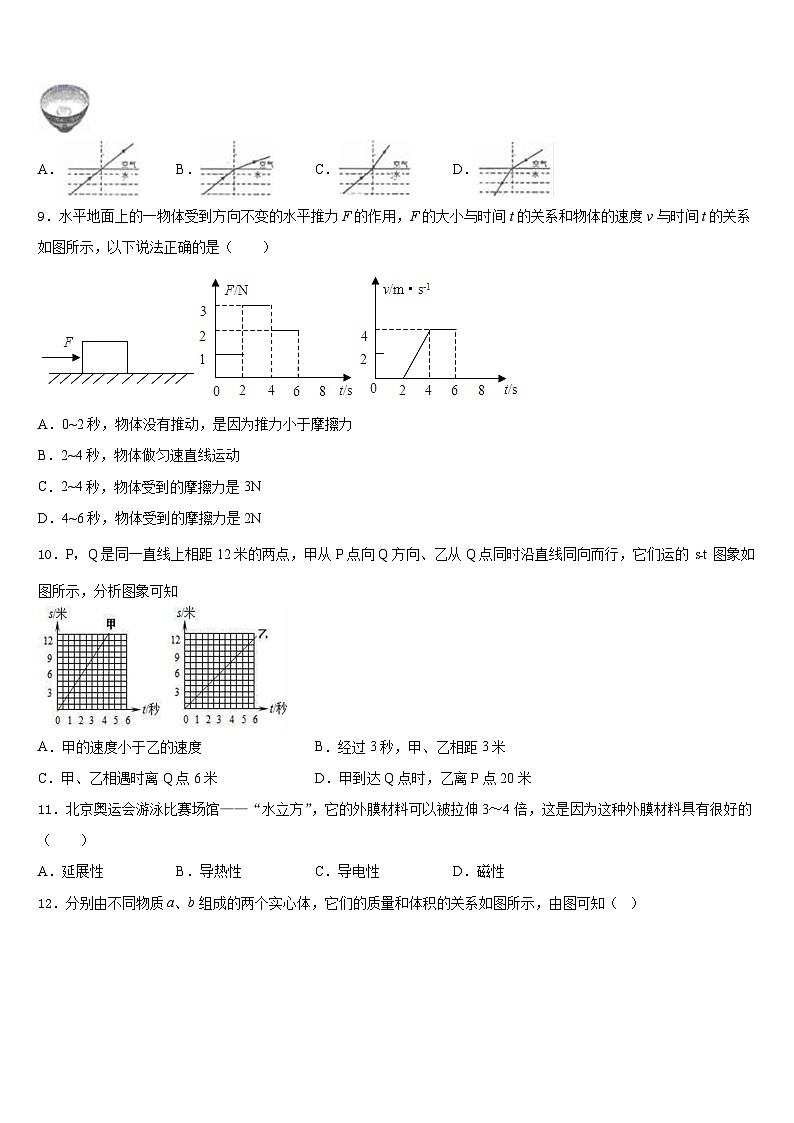 2023-2024学年江苏省无锡物理八年级第一学期期末检测模拟试题含答案03