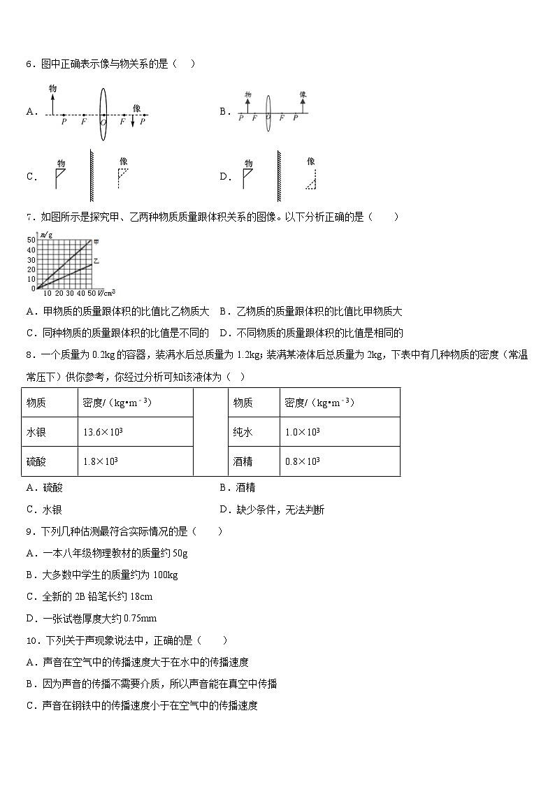 2023-2024学年江苏省无锡市青阳初级中学物理八年级第一学期期末调研试题含答案02