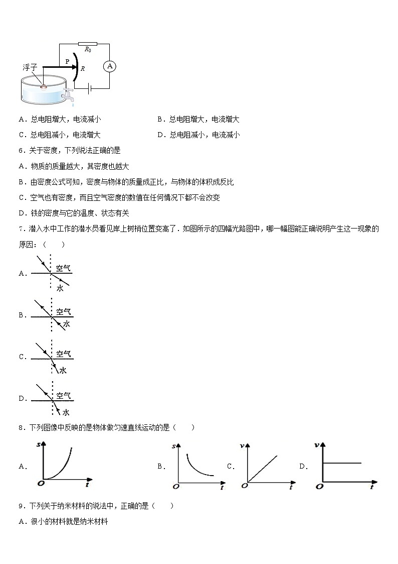 2023-2024学年江苏省滨海县八上物理期末调研模拟试题含答案02