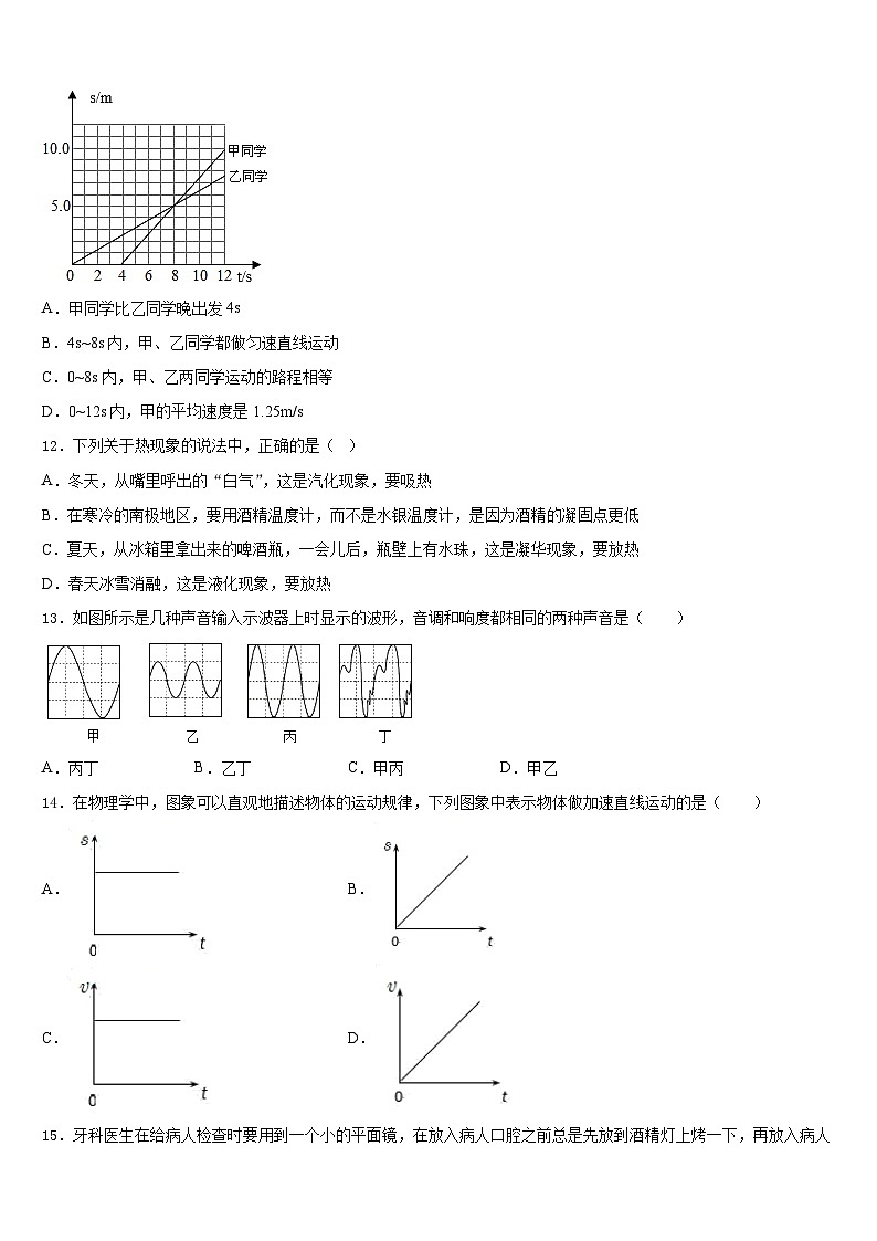 2023-2024学年江苏省灌云县物理八上期末达标检测模拟试题含答案03