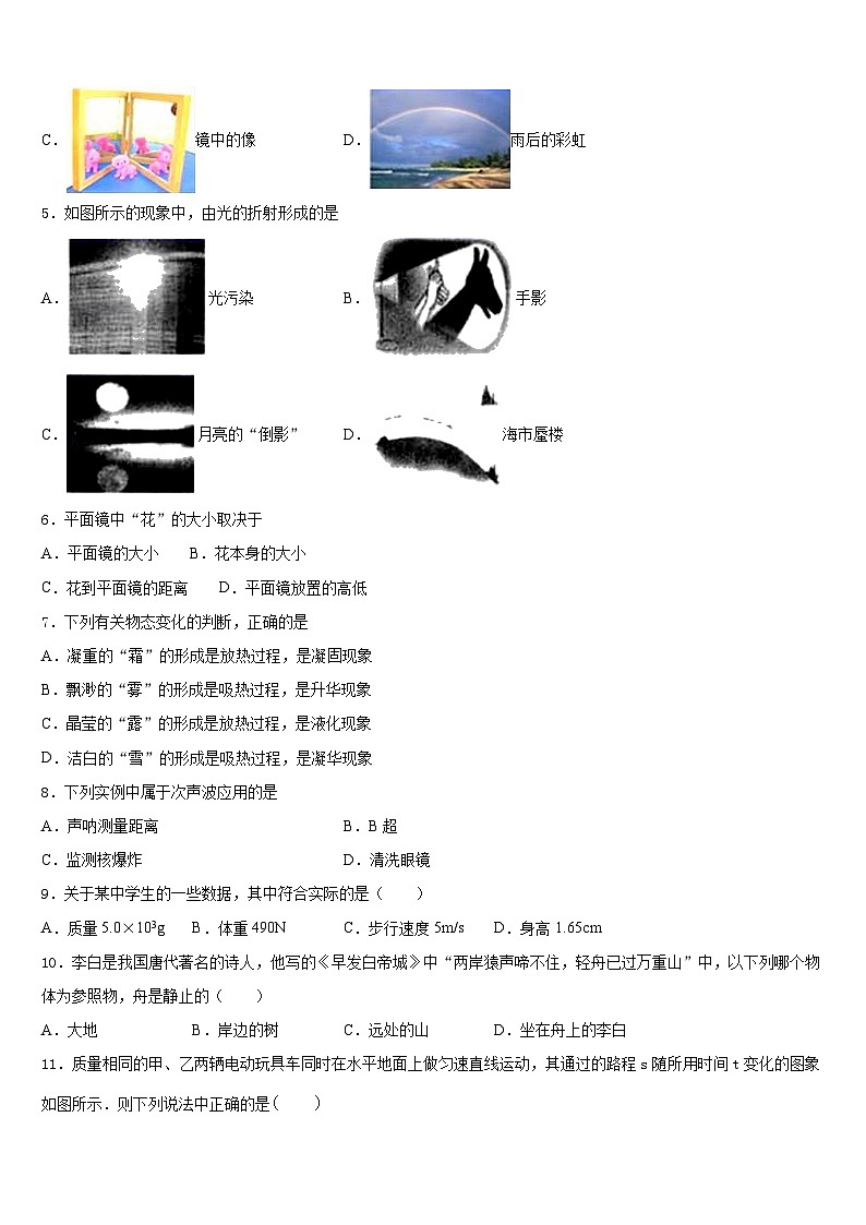 2023-2024学年江苏省泰州市高港实验学校八上物理期末复习检测模拟试题含答案第2页