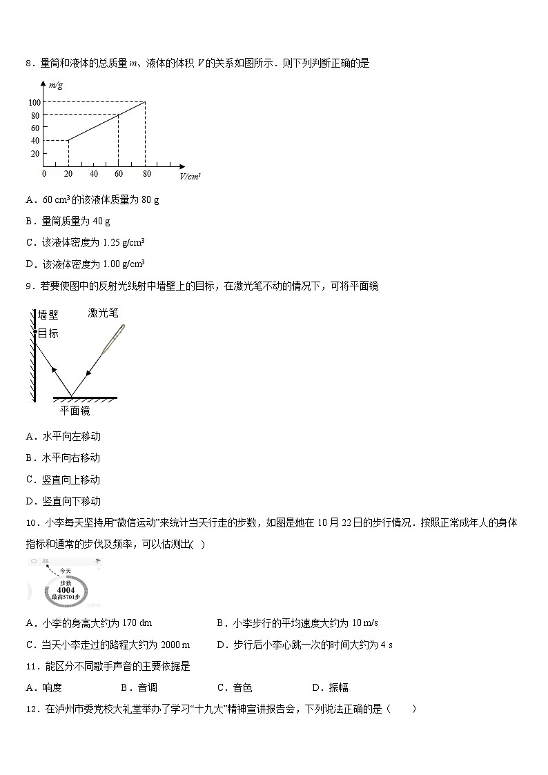 2023-2024学年江苏省苏州市新区一中学物理八年级第一学期期末复习检测试题含答案03