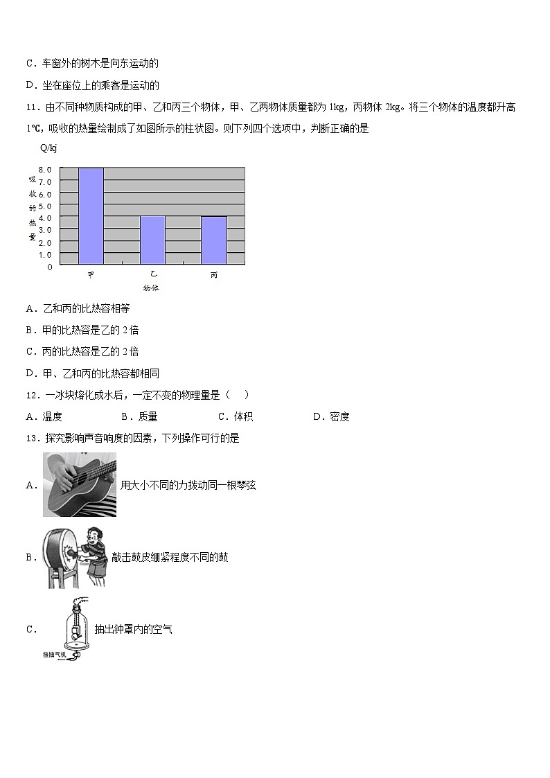 2023-2024学年江西省上饶市广丰区丰溪街道南屏中学八上物理期末调研模拟试题含答案03