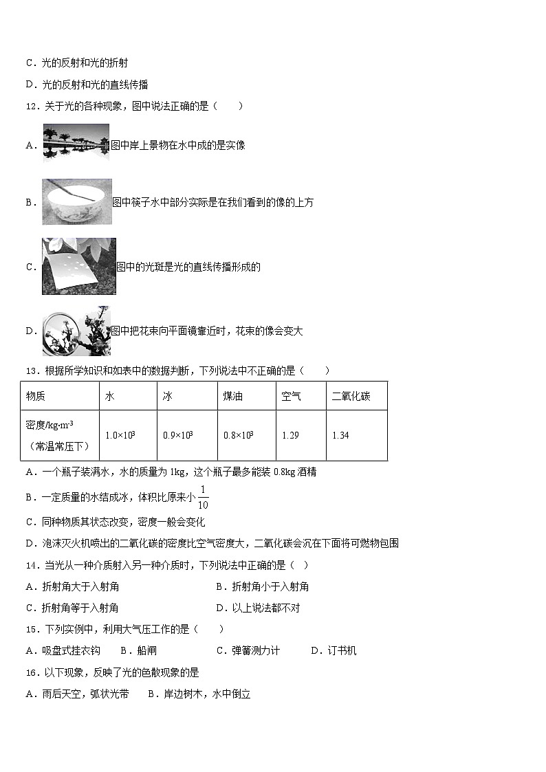 2023-2024学年江西省上饶上饶县联考八上物理期末综合测试模拟试题含答案第3页