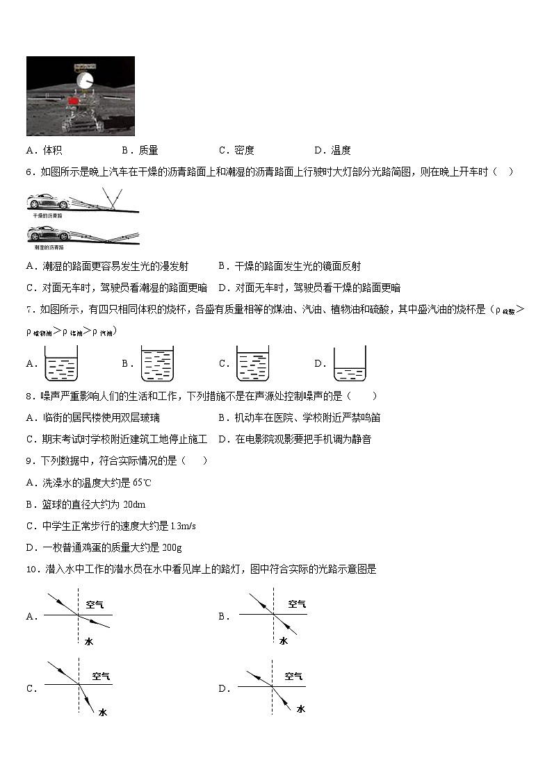 2023-2024学年江西省上饶市名校八上物理期末检测试题含答案02
