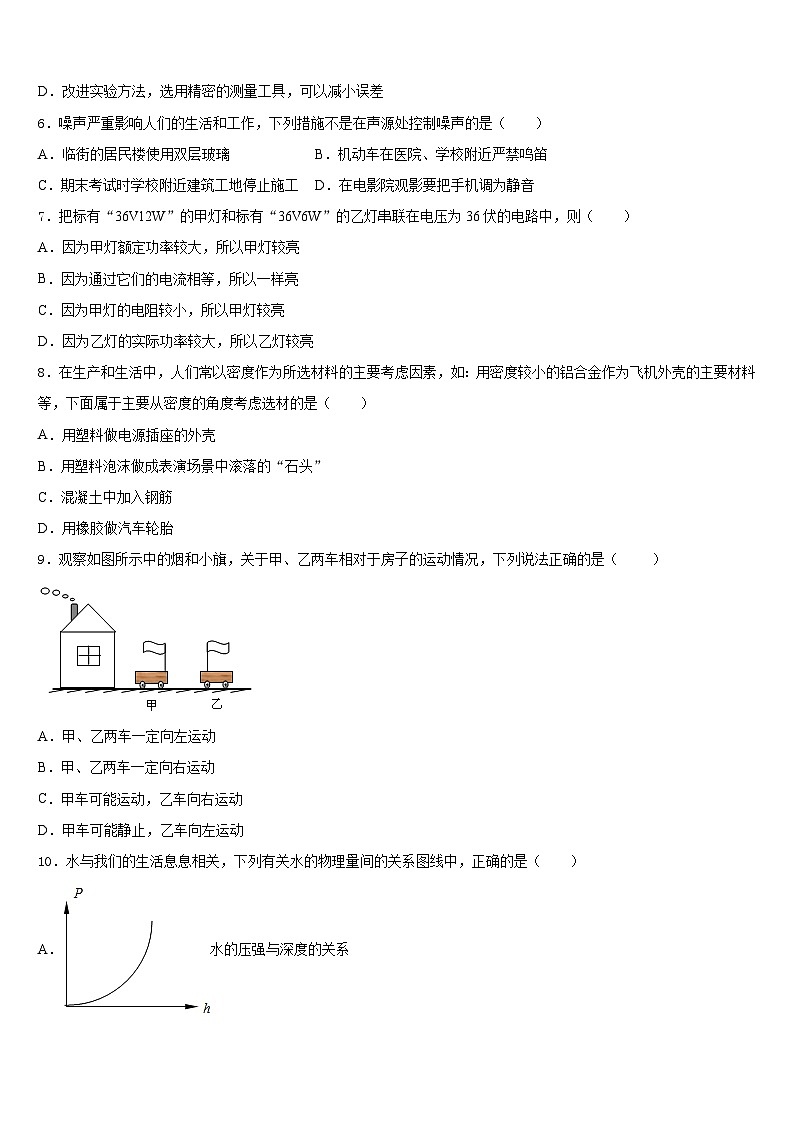 2023-2024学年江苏苏州高新区物理八上期末教学质量检测试题含答案02