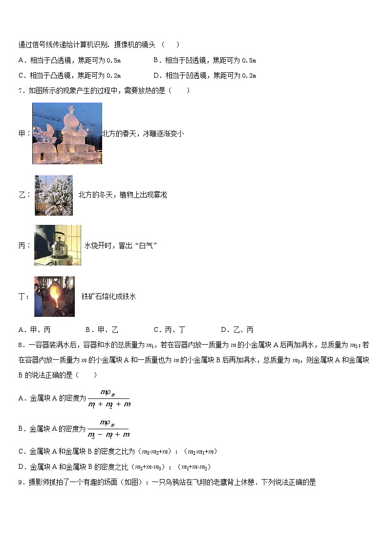 2023-2024学年江西省大余县物理八上期末学业质量监测试题含答案02