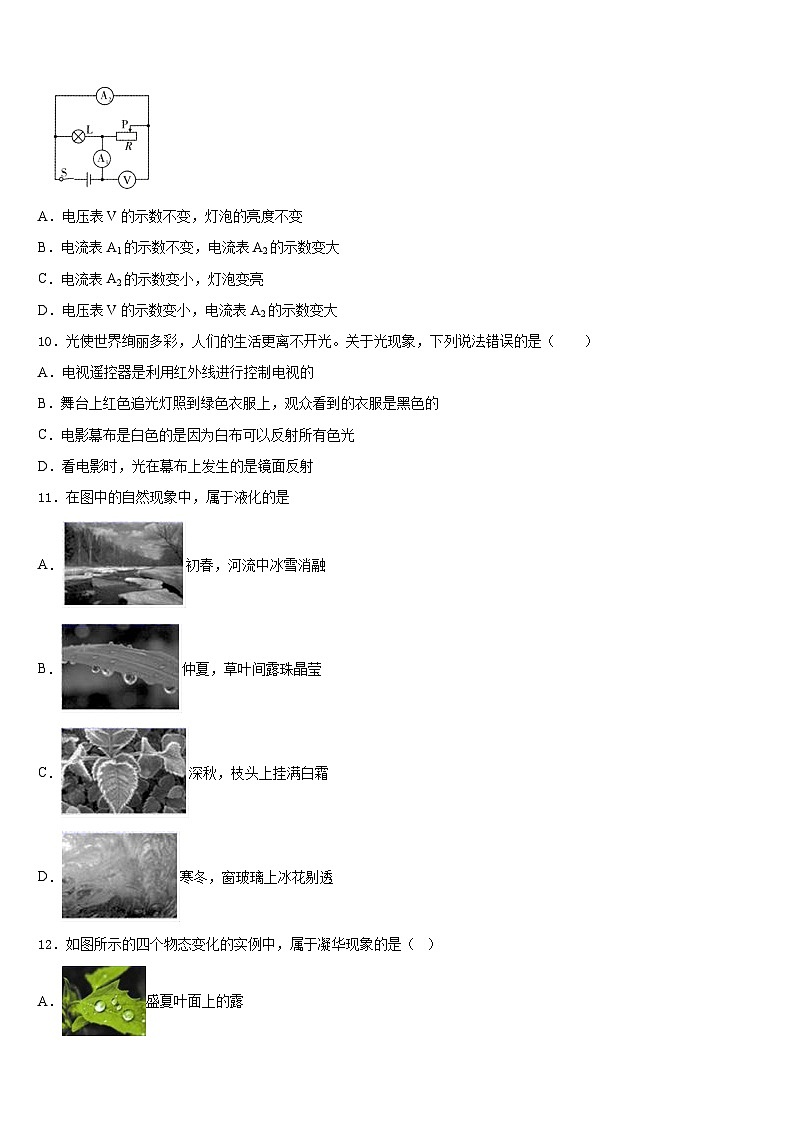 2023-2024学年江西省吉安吉安县联考物理八年级第一学期期末统考模拟试题含答案03