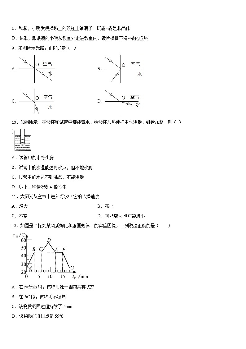 2023-2024学年江西省南昌市心远中学八上物理期末达标检测模拟试题含答案03