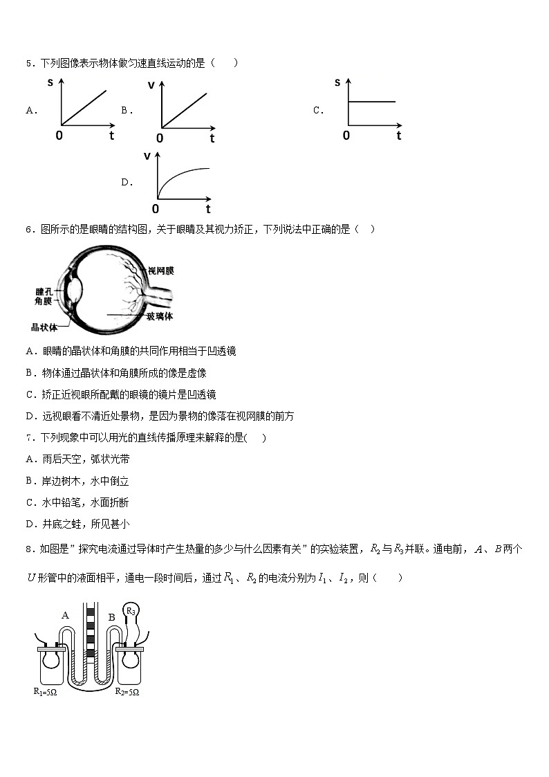 2023-2024学年江西省鄱阳县八年级物理第一学期期末复习检测试题含答案第2页
