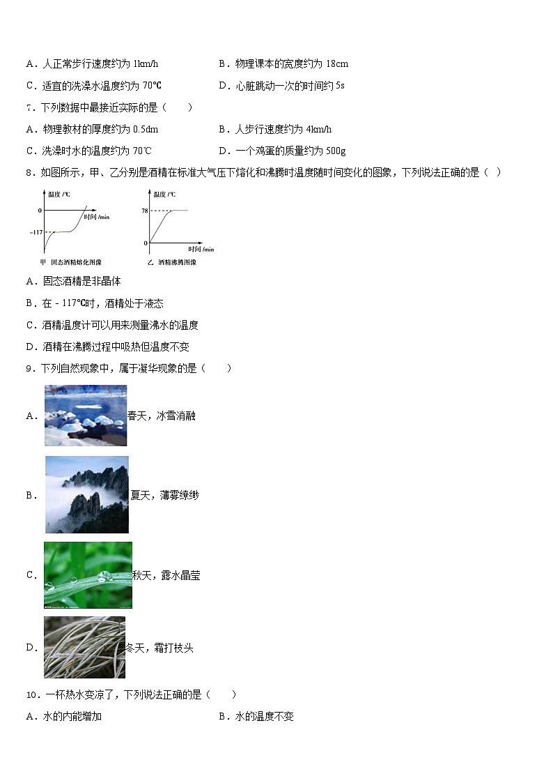 2023-2024学年江西省宜春市高安市八上物理期末学业质量监测试题含答案02