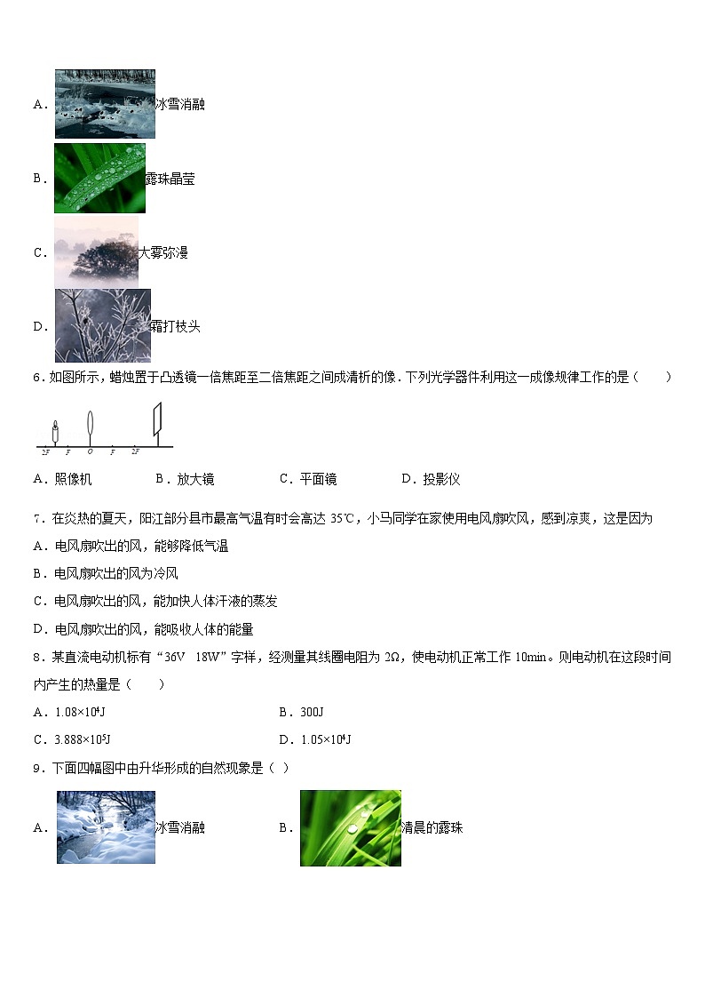 2023-2024学年河北省泊头市物理八年级第一学期期末学业质量监测模拟试题含答案02