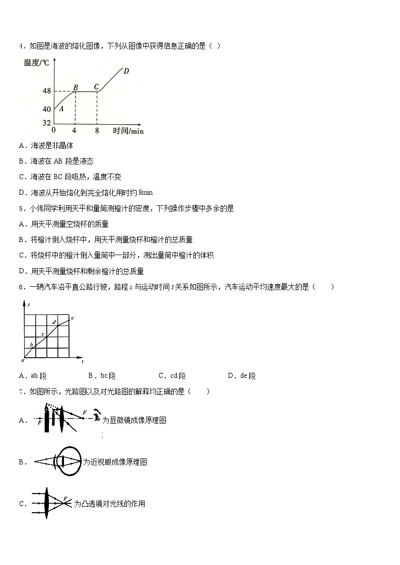 2023-2024学年河北省廊坊市第四中学八年级物理第一学期期末综合测试试题含答案02