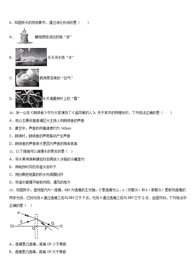 2023-2024学年河北省故城县物理八上期末质量检测模拟试题含答案第3页
