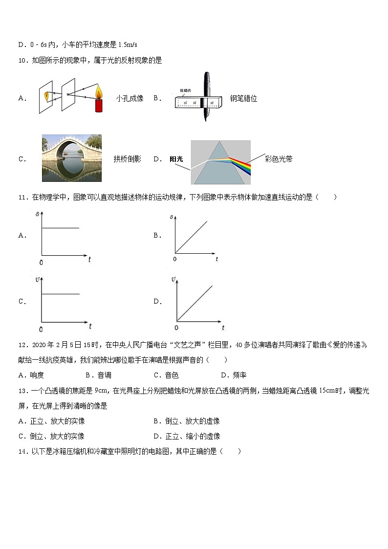2023-2024学年河北省石家庄二十二中学八年级物理第一学期期末质量检测试题含答案第3页