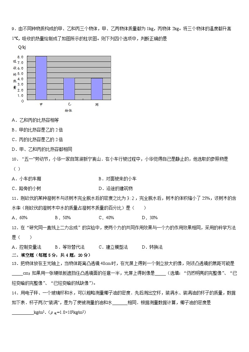 2023-2024学年河北省秦皇岛海港区四校联考八上物理期末学业质量监测模拟试题含答案03