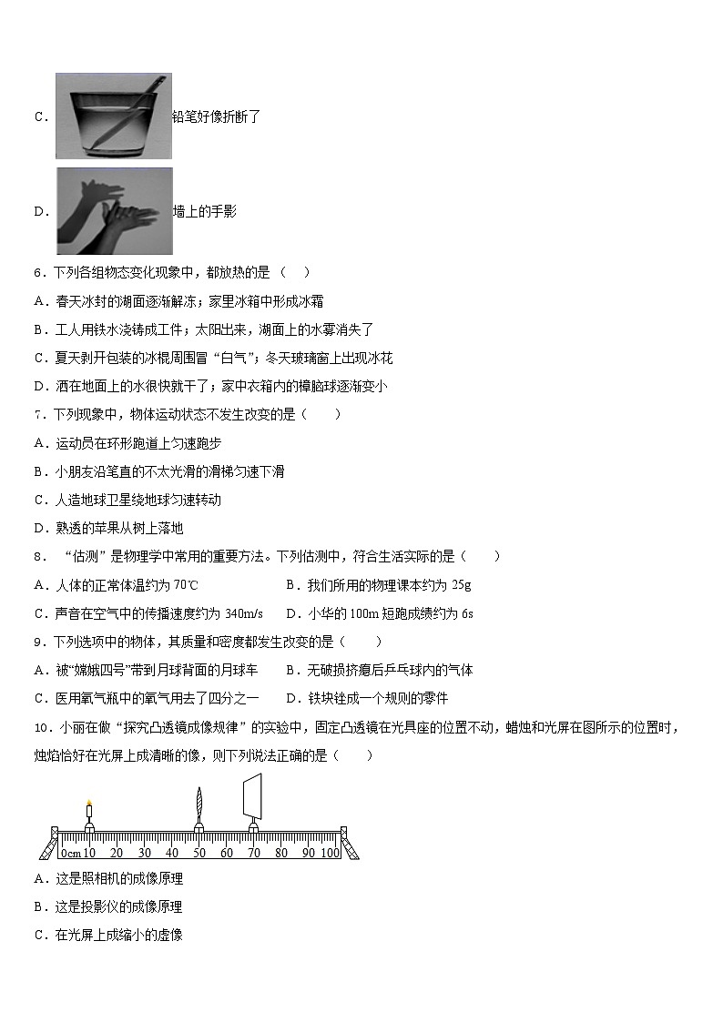2023-2024学年河北省石家庄正定县联考八上物理期末复习检测模拟试题含答案第2页