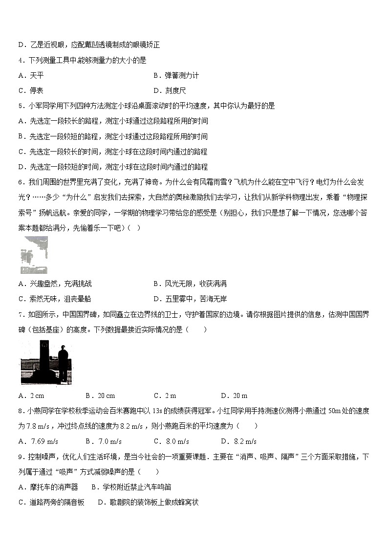 2023-2024学年河南洛阳伊川物理八上期末检测模拟试题含答案第2页