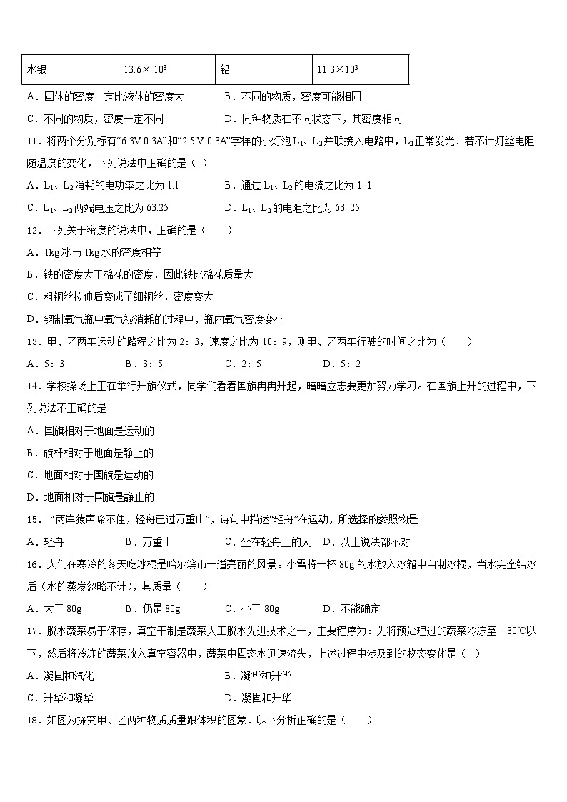 2023-2024学年河南省信阳市浉河区第九中学八年级物理第一学期期末调研模拟试题含答案03