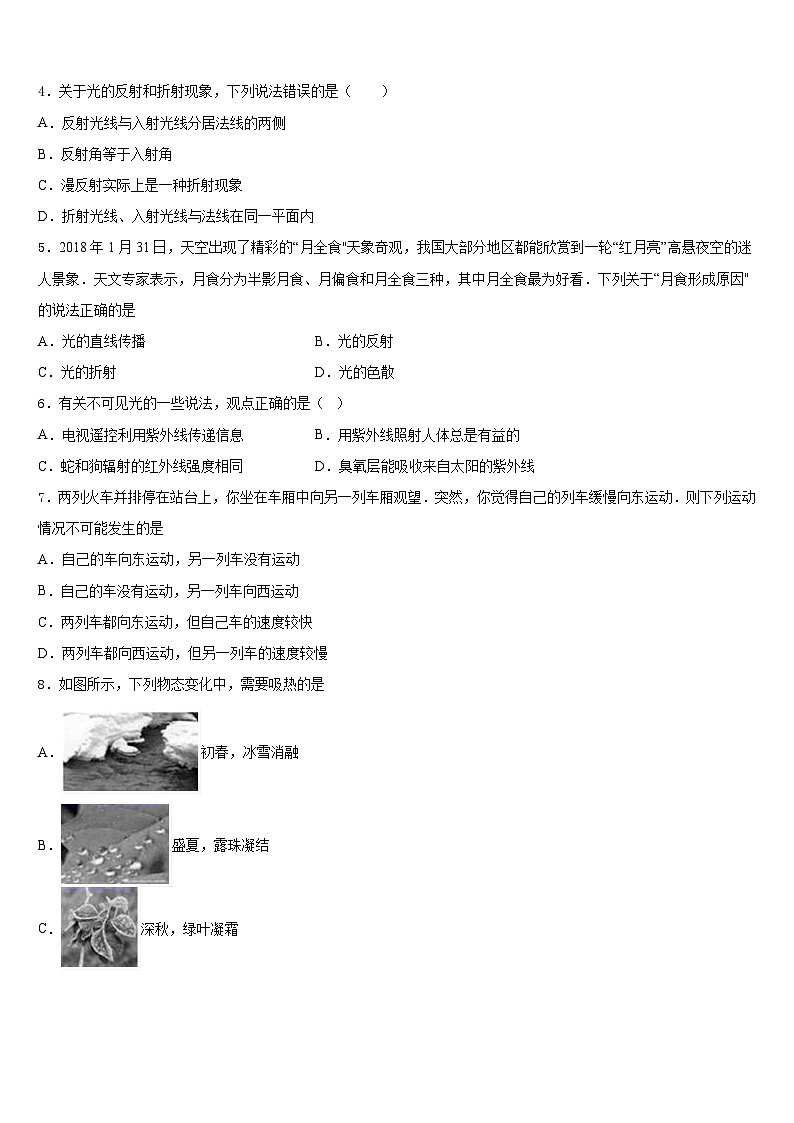 2023-2024学年河南省安阳市名校物理八年级第一学期期末联考模拟试题含答案第2页