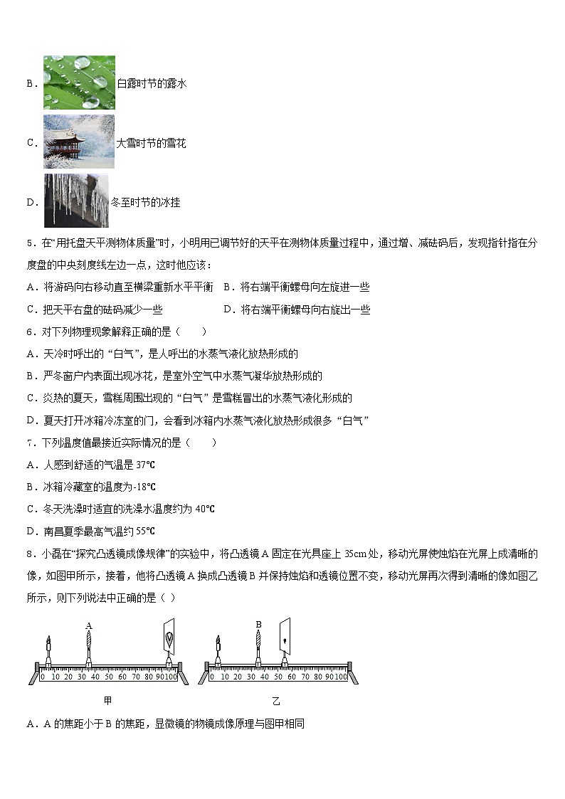 2023-2024学年河南省开封市第十中学物理八年级第一学期期末统考模拟试题含答案第2页