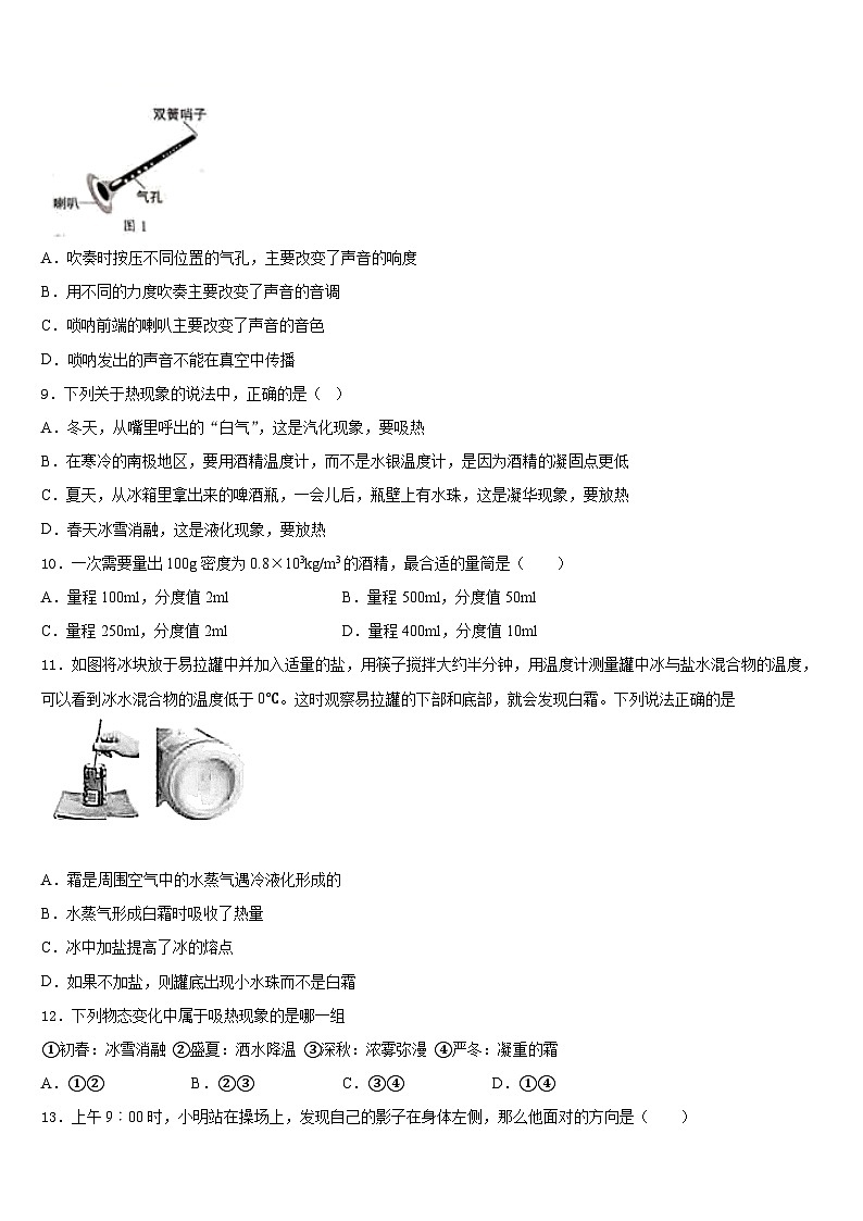 2023-2024学年河南省洛阳市汝阳县物理八年级第一学期期末考试试题含答案第3页