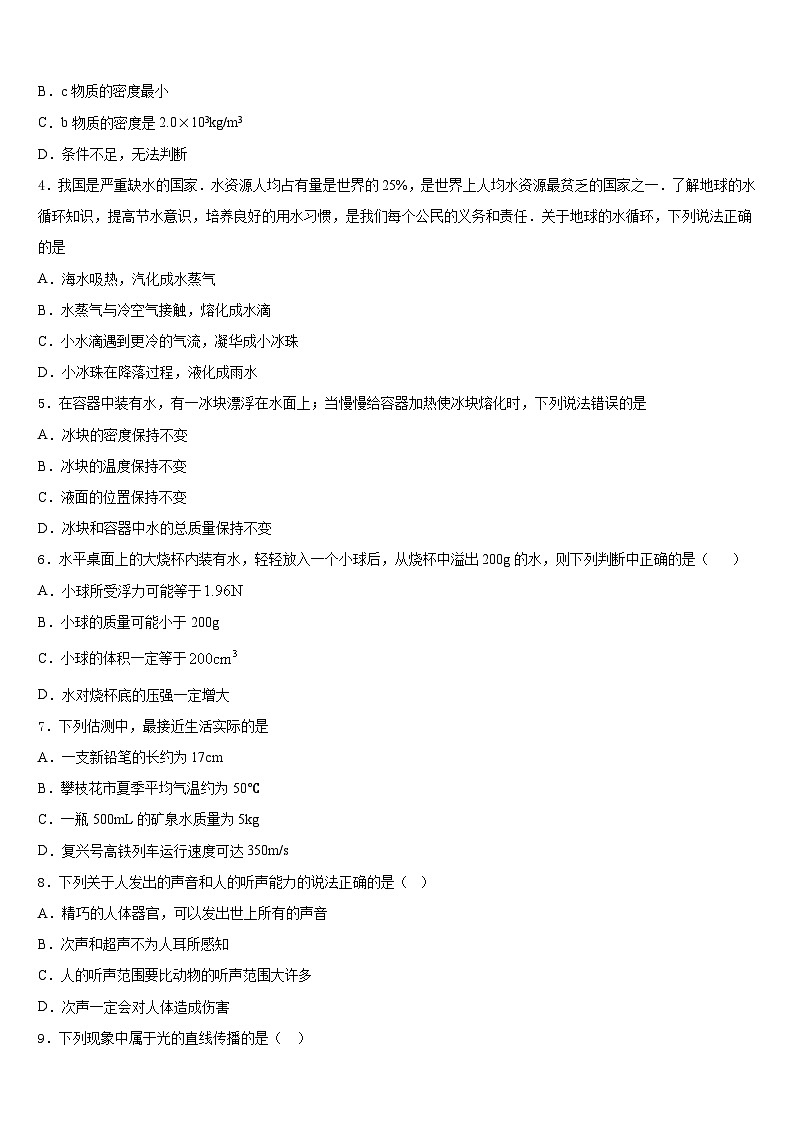 2023-2024学年河南省洛阳市偃师市八年级物理第一学期期末联考试题含答案第2页