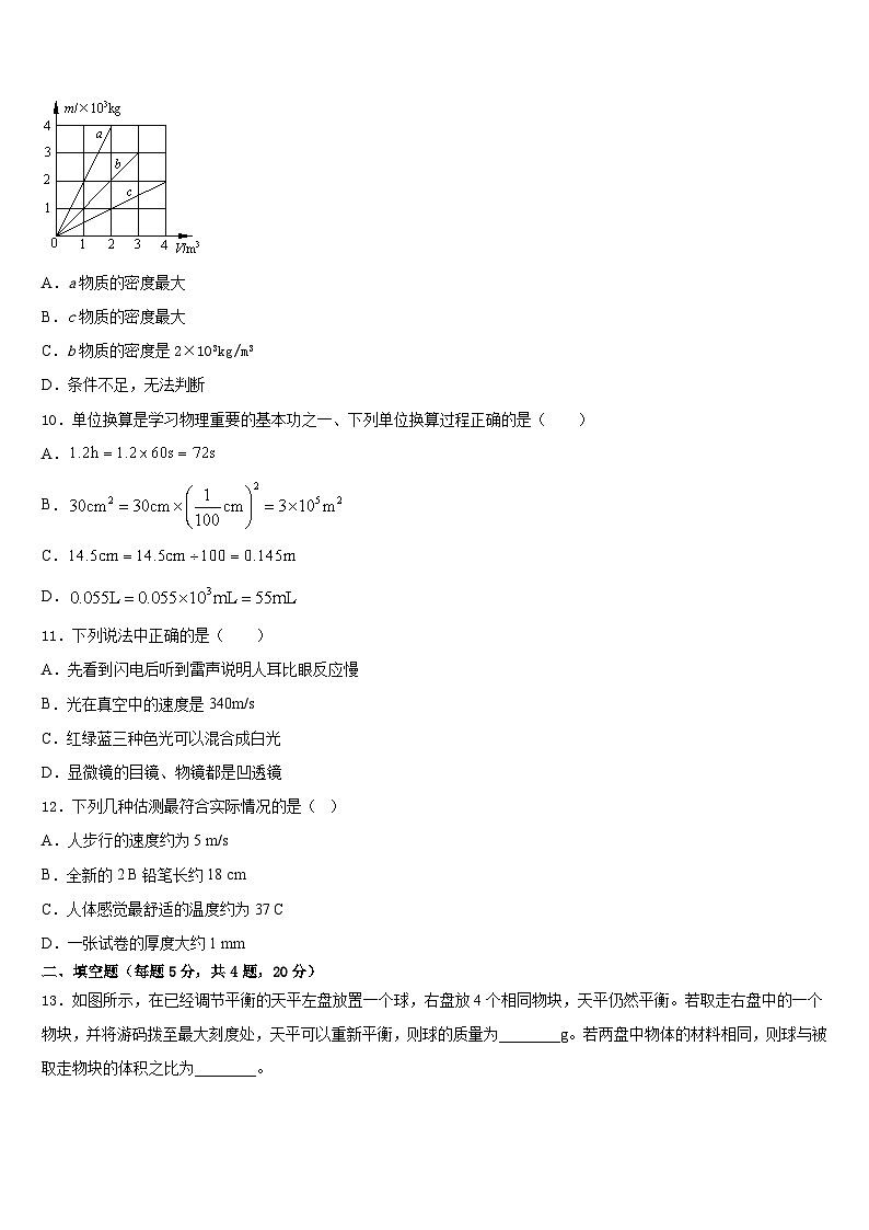 2023-2024学年河南省平顶山市第四十三中学八上物理期末学业质量监测试题含答案第3页