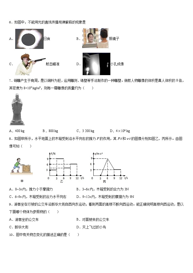 2023-2024学年河南省平顶山物理八上期末综合测试模拟试题含答案第2页