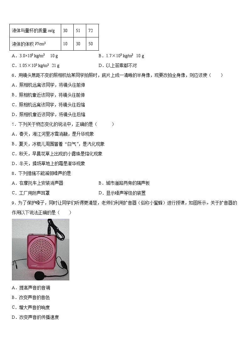 2023-2024学年河南省商丘市梁园区李庄乡第一初级中学八上物理期末质量跟踪监视模拟试题含答案第2页