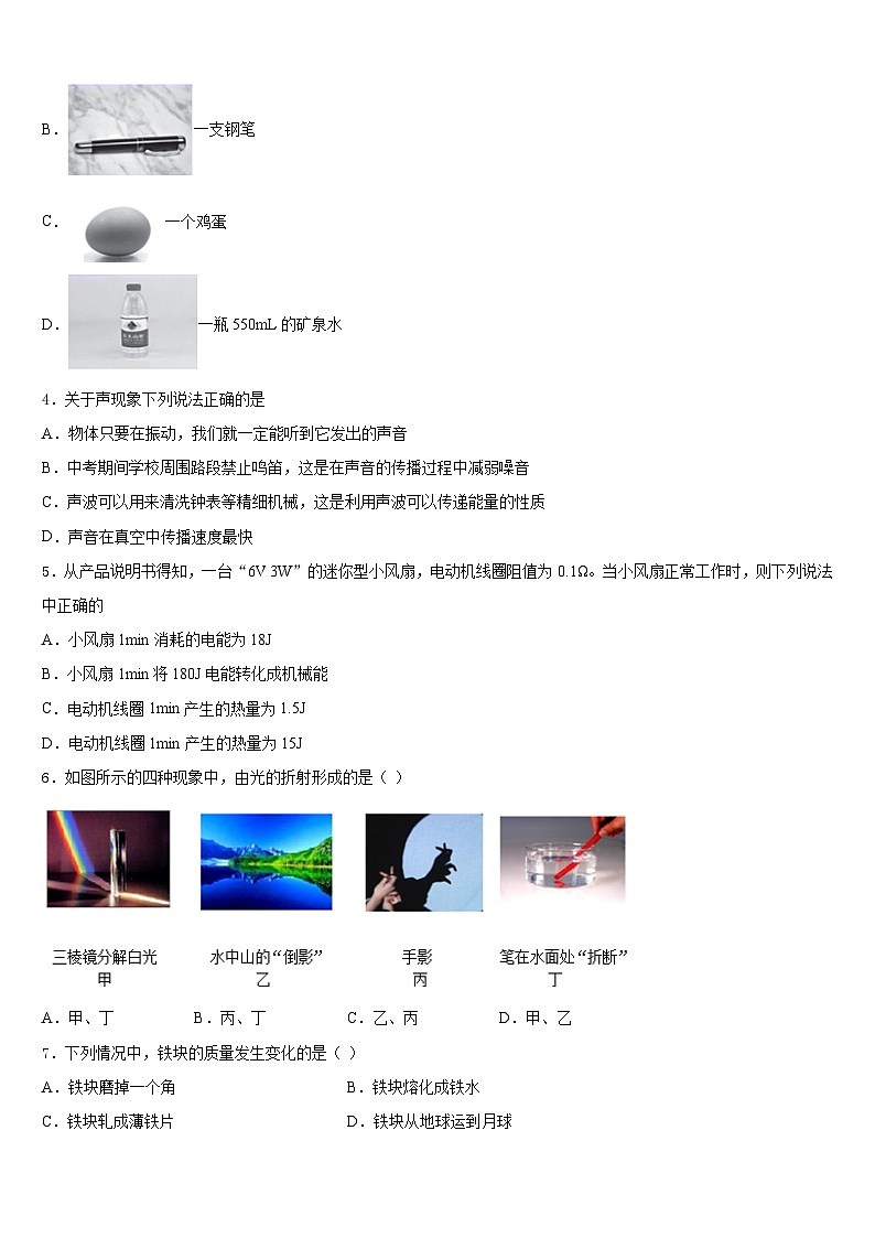 2023-2024学年河南省周口市扶沟县八上物理期末综合测试模拟试题含答案02