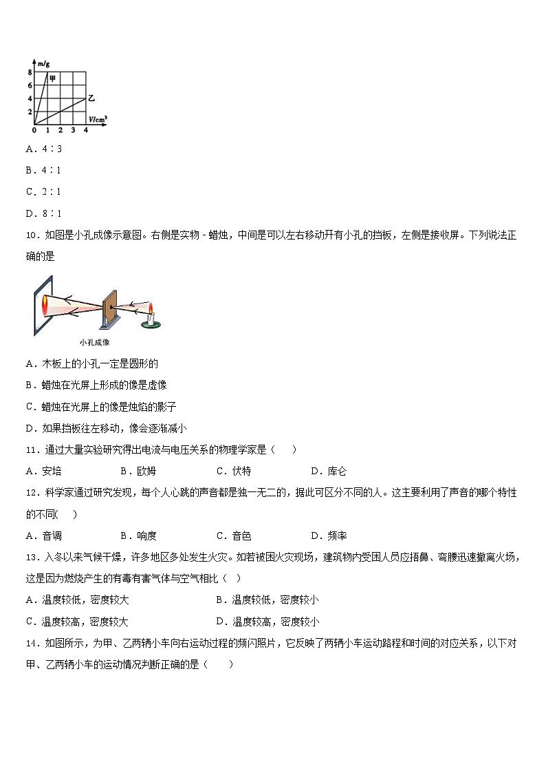 2023-2024学年河南省周口市第一中学物理八上期末联考试题含答案03