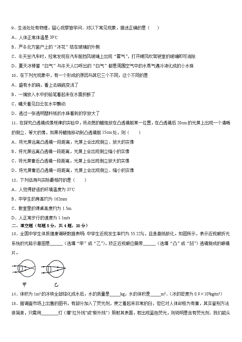 2023-2024学年河南郑州市郑中学国际学校物理八年级第一学期期末复习检测试题含答案03