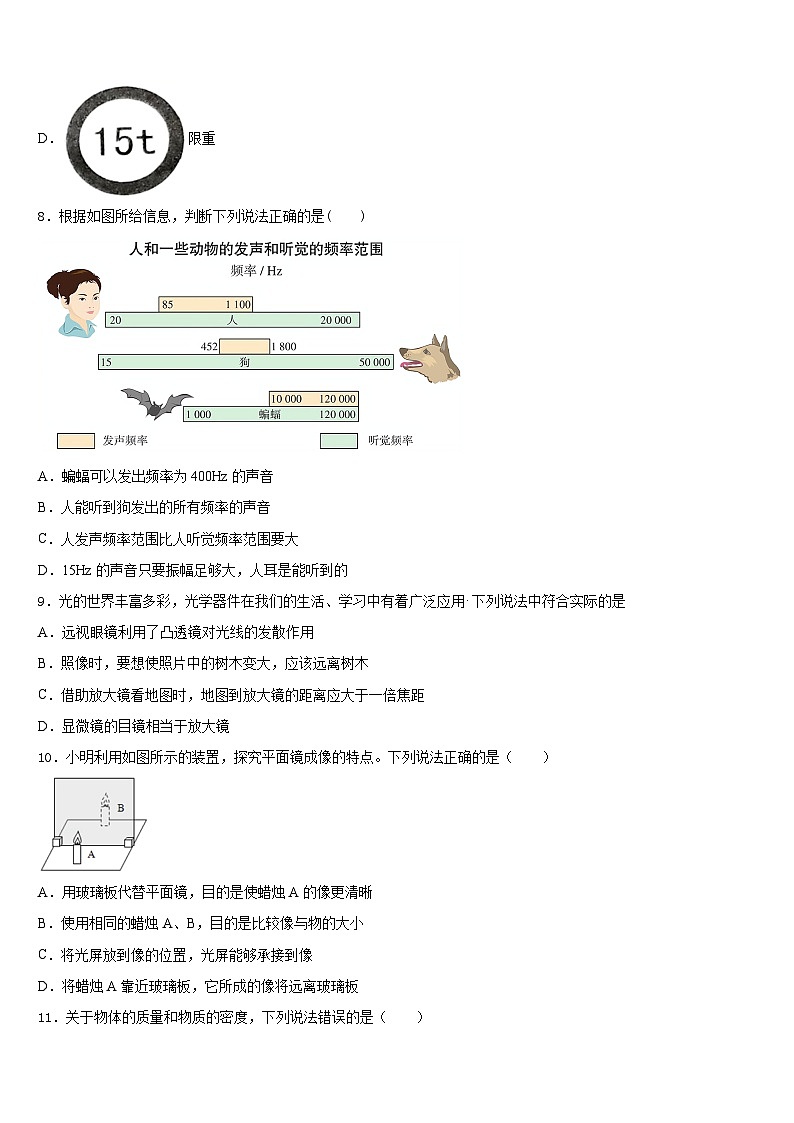 石嘴山市重点中学2023-2024学年物理八上期末达标测试试题含答案03