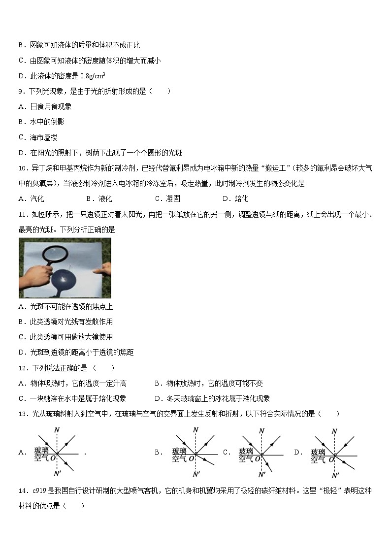2023-2024学年浙江省台州市仙居县八上物理期末综合测试试题含答案第3页