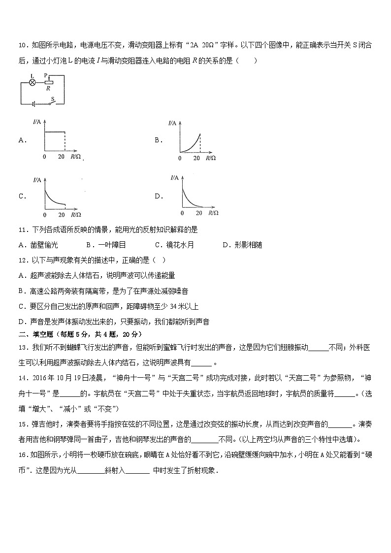 2023-2024学年海南省白沙县八上物理期末质量跟踪监视试题含答案第3页