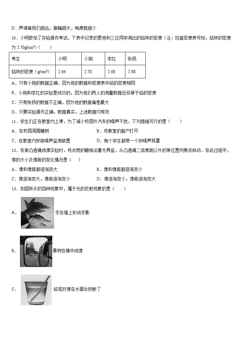 2023-2024学年海南省海口市秀英区第十四中学物理八年级第一学期期末学业质量监测试题含答案第3页