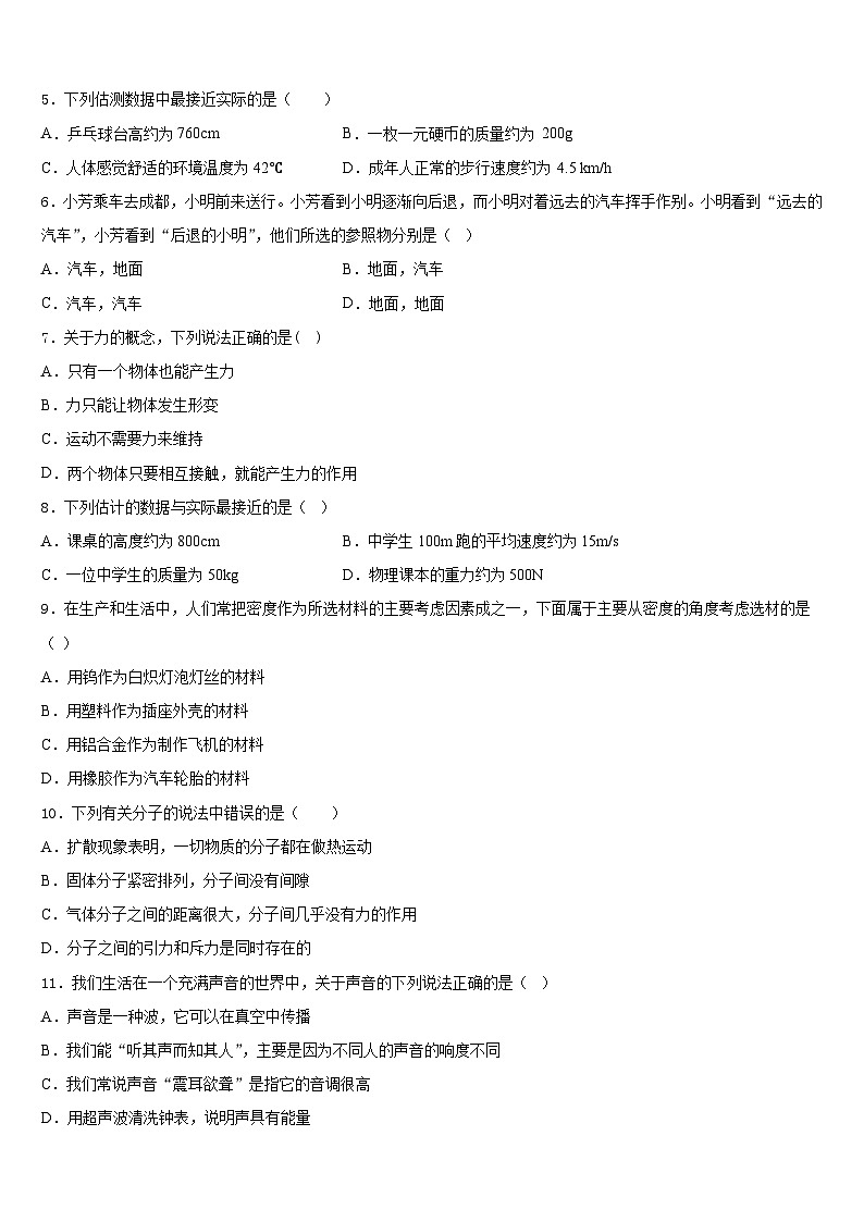2023-2024学年海南省海南枫叶国际学校物理八上期末经典试题含答案第2页