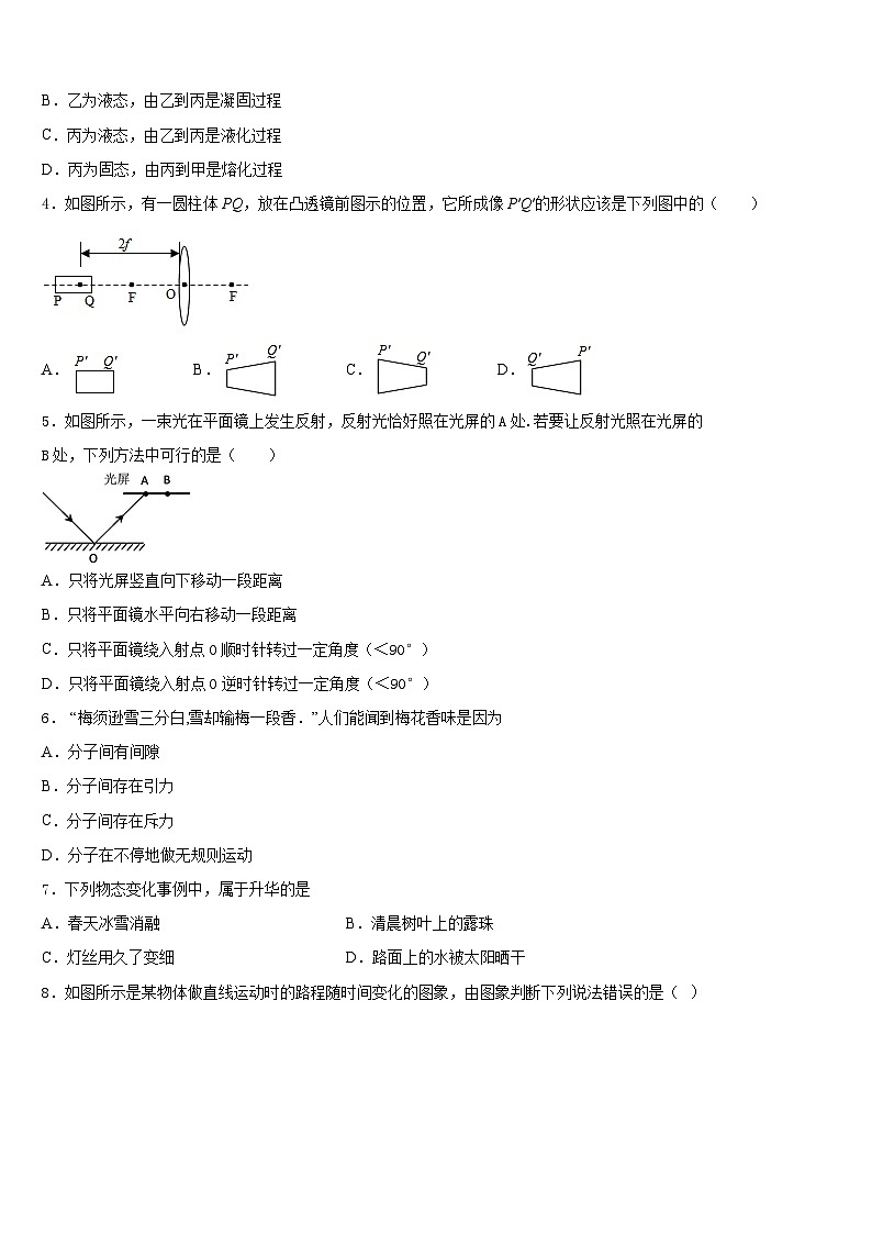 2023-2024学年海南省华东师范大第二附属中学物理八上期末统考模拟试题含答案02