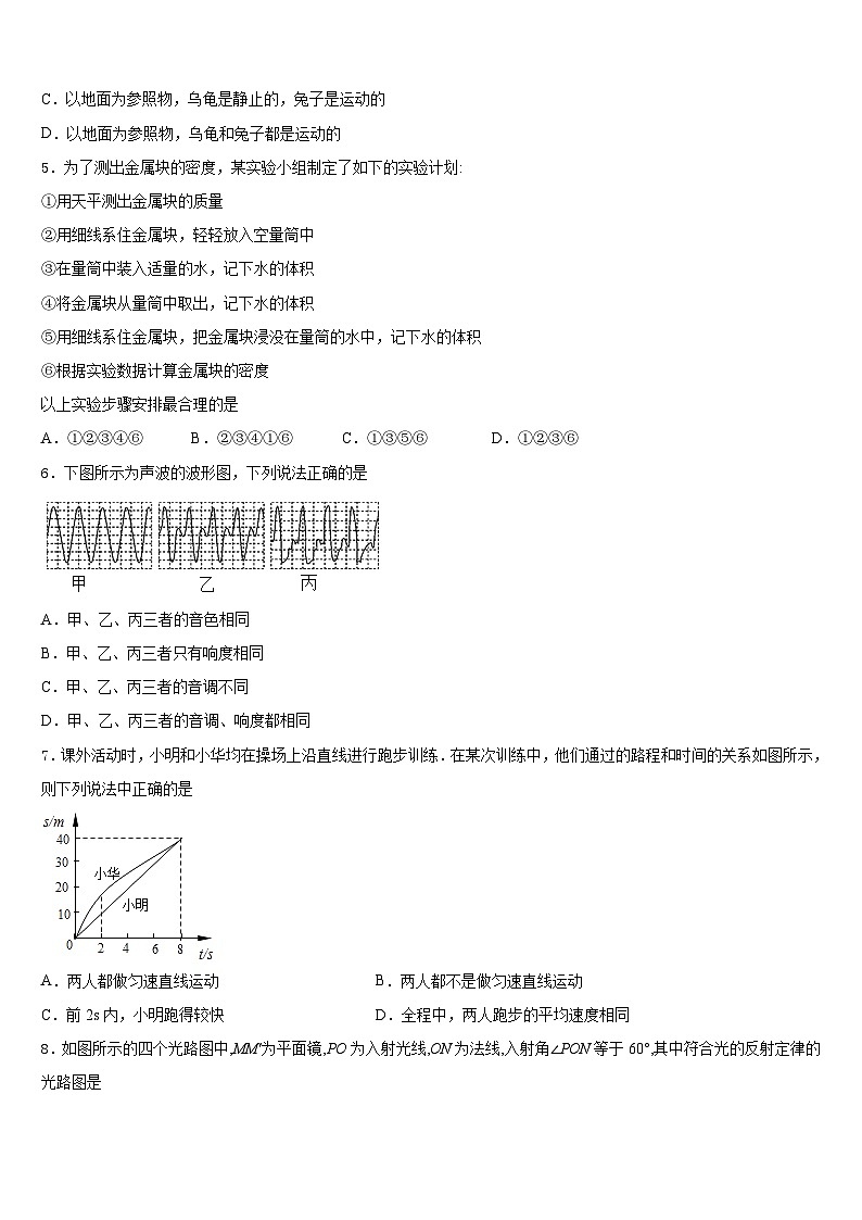 2023-2024学年湖北省武汉市武昌区省水二中学八年级物理第一学期期末复习检测试题含答案第2页